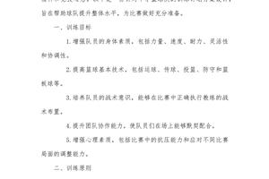 初中篮球队每周训练详细方案怎么写